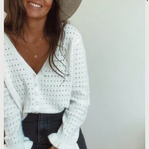 White Button-Up Women's Sweater